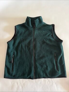 Vintage Polartec Coast Mountains Dark Green Fleece Vest - Sleeveless Zip Front